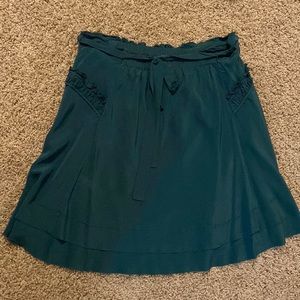 BCBG 100% silk skirt - evergreen/teal